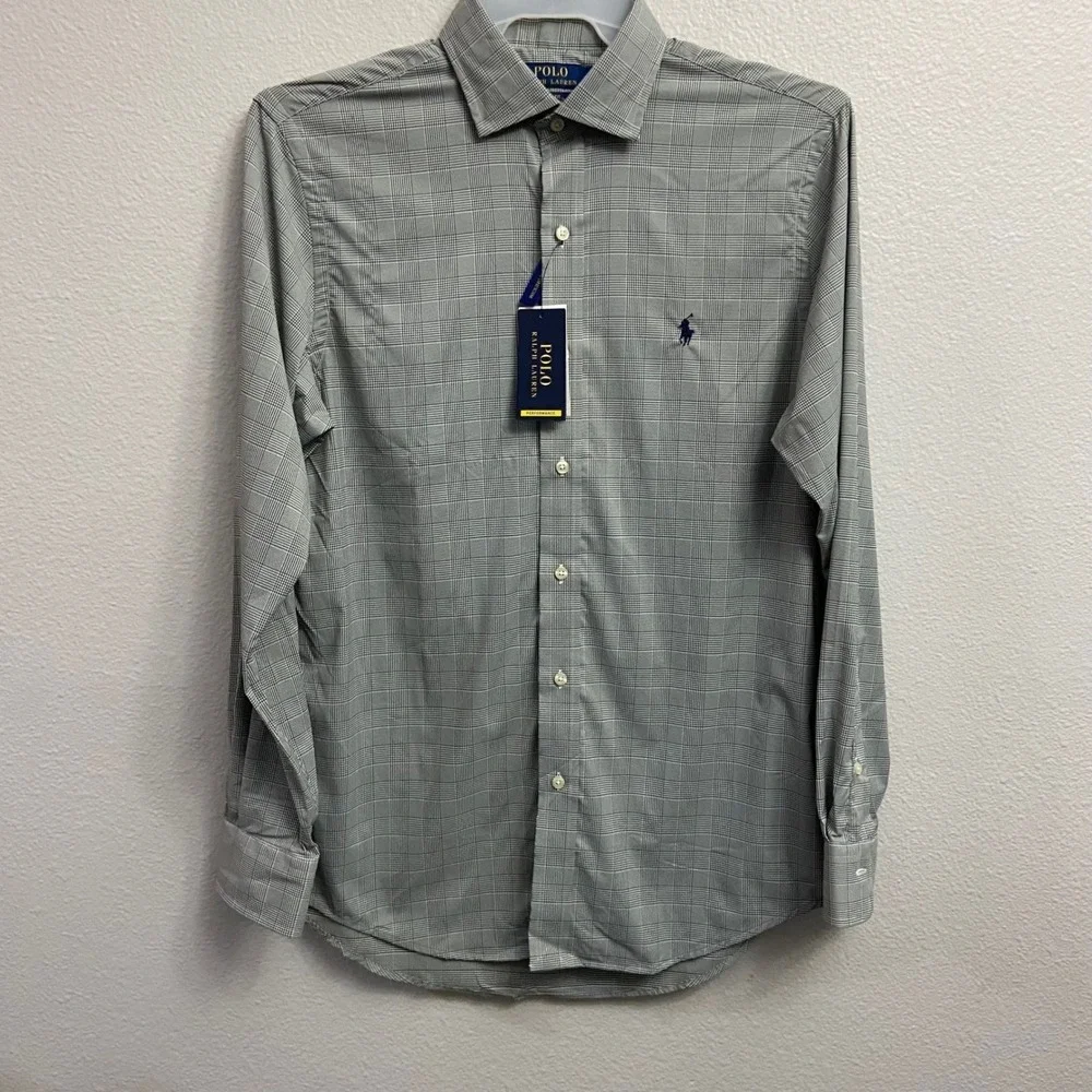 Polo Ralph Lauren Mens L Green White Plaid Performance‎ Shirt NEW Stretch Oxford